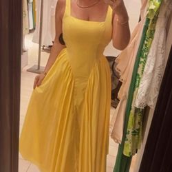 Yellow long summer dress