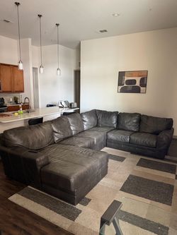Dark Gray Leather Sectional Sofa