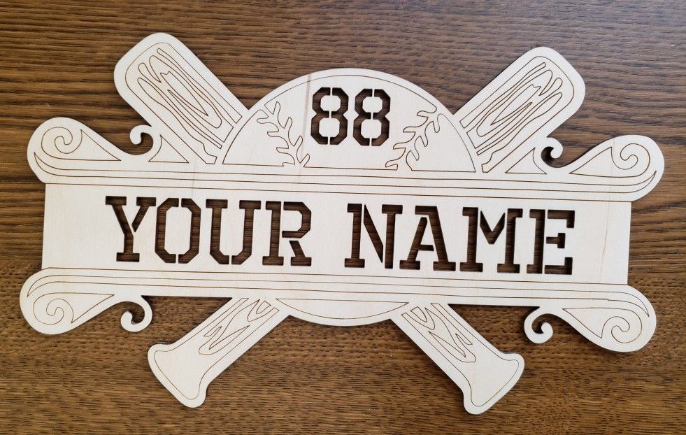 Personalized kids wood baseball sign