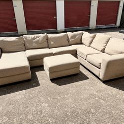 *FREE DELIVERY* Beige Ashley Furniture 3 Piece Sectional W/ Ottoman 