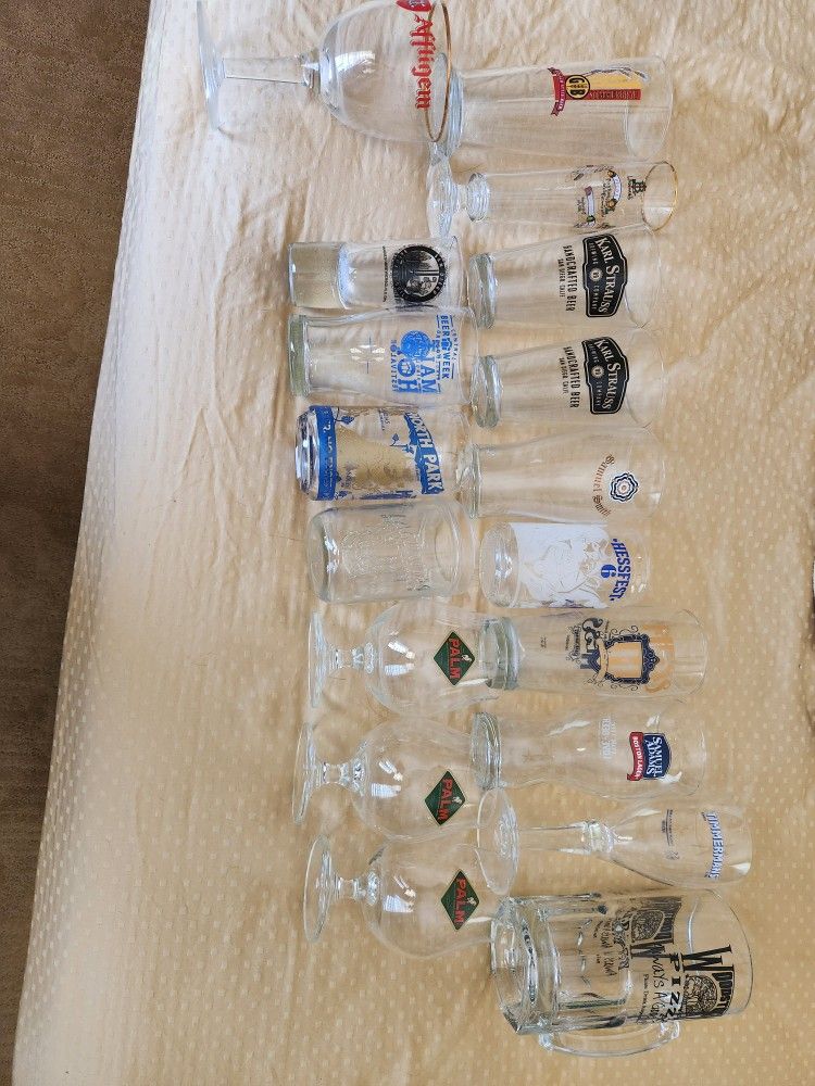 Collection Of 18 Various Beer Glasses.