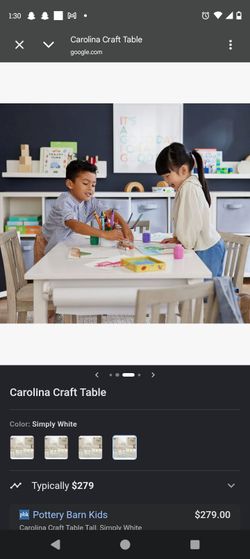 Pottery Barn Kids Carolina Grow-With-You Craft Table in the classic Simply White finish.