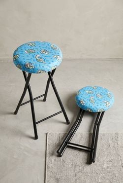 Collapsible Folding Stool 24" Black with Toy Story Padded Seat Cushion
