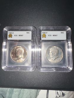 1988 Kennedy Half Dollar P&D ICG MS67 Pair