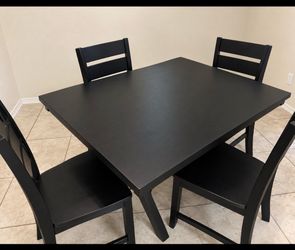 Black Wood Dining Table Set with 4 Chairs