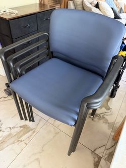 Set of 4 National (Kimball) Tag Stacking Guest Chairs – Navy Blue, Commercial Grade