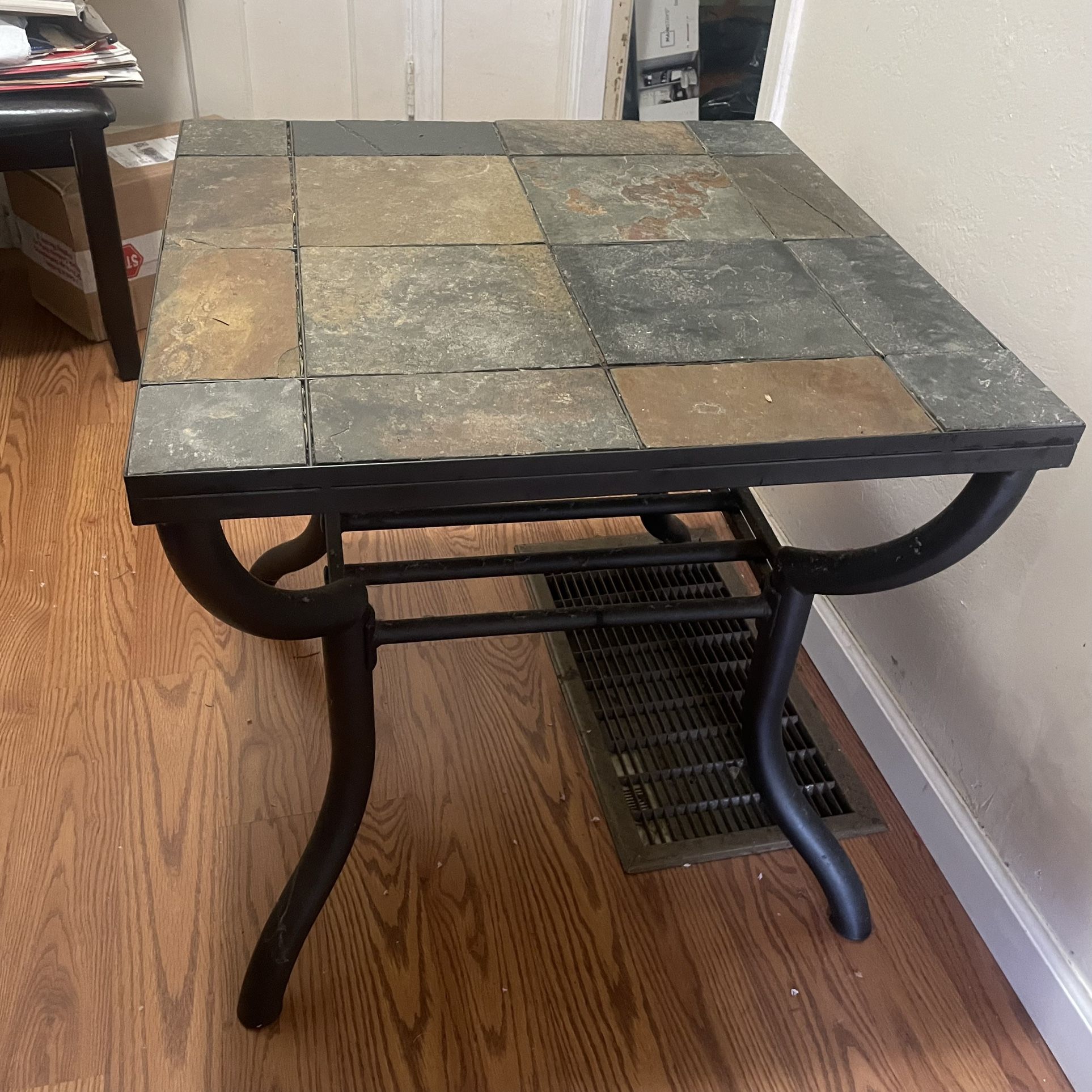 Pcs Vintage Metal Slate Stone Coffee End Table Set
