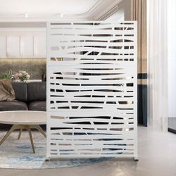 72 in. x 47 in. White Outdoor Metal Galvanized Privacy Screen Fence Garden Panels