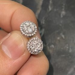 Natural VS Diamond Earrings Big Stones 10k White Gold 