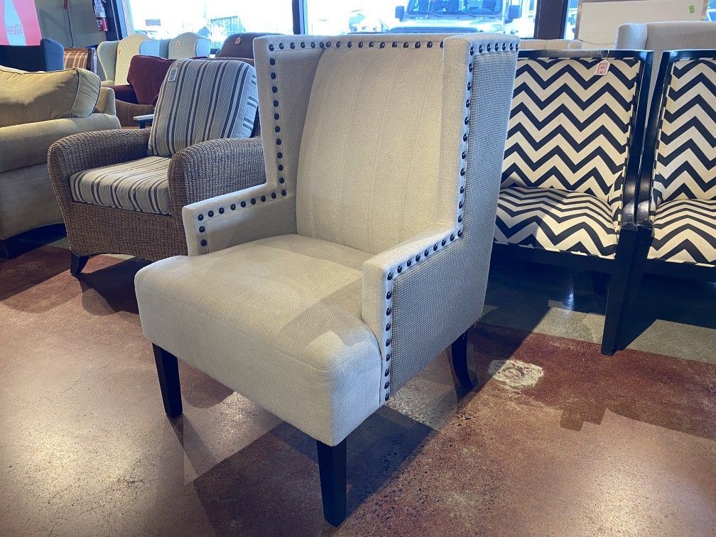 Chunky Stud Trim Wingback Armchair