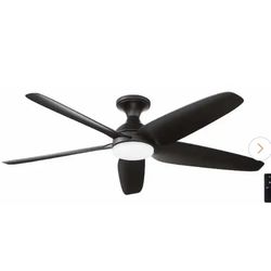 Ceva 54 in. Indoor/Outdoor Matte Black with Matte Black Blades Ceiling Fan with Adjustable White with Remote Included