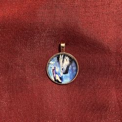 Dragon Girl Fantasy Artwork Print Silver Necklace Glass Charm Pendant 