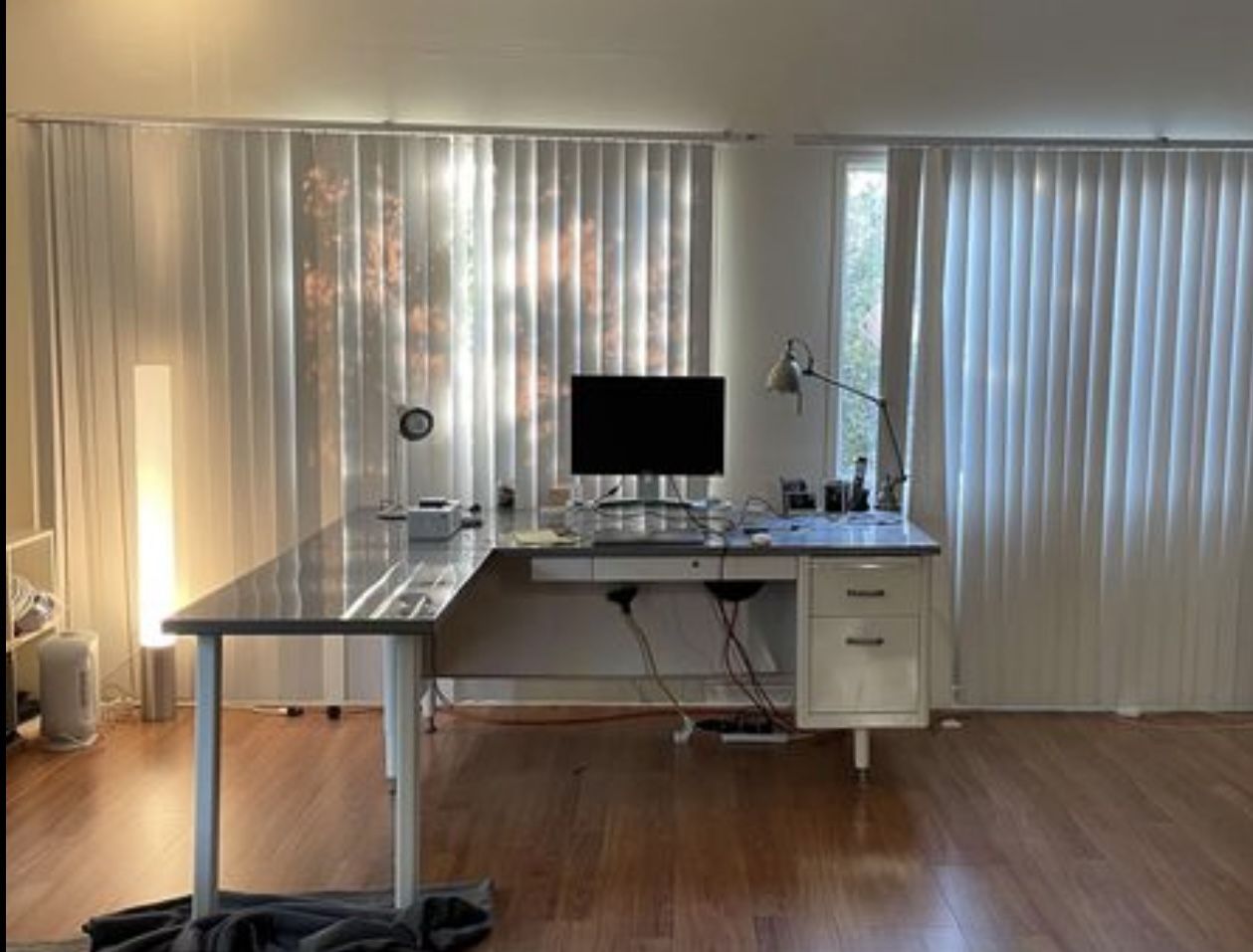 Vintage Industrial Desk With Side Extension