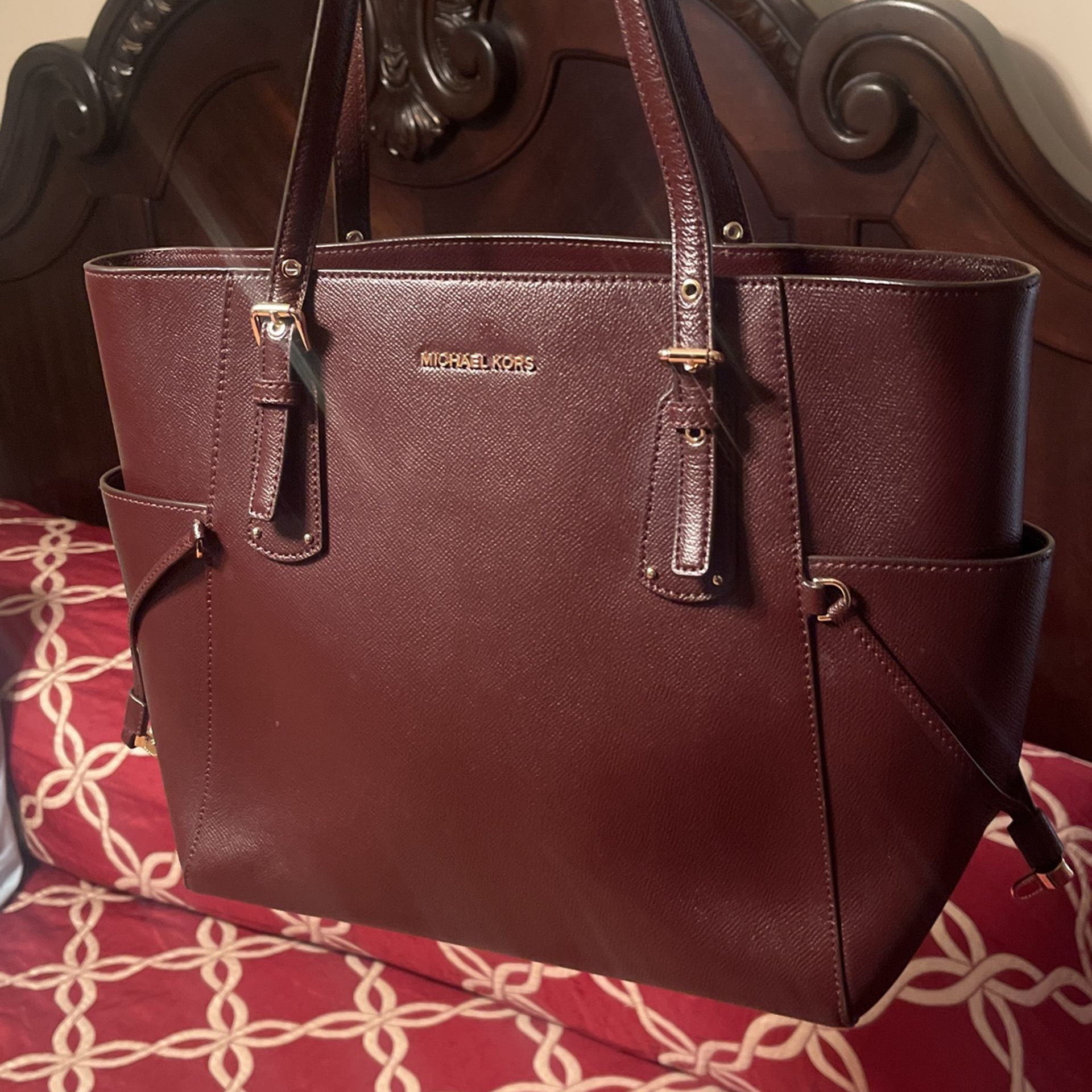 Burgundy Michael Kors Hand Bag 