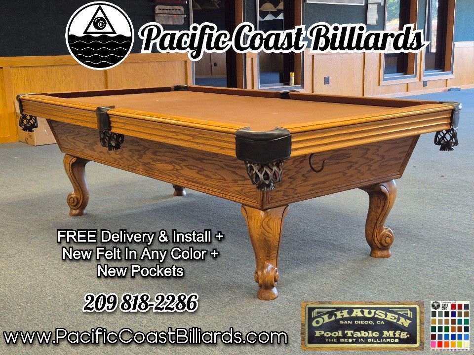 Olhausen Pool Table (FREE Delivery & Install + New Felt In Any Color)