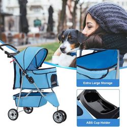 3-Wheel, Foldable  Pet Stroller | Eazy  Foldable Design | Storage Basket |