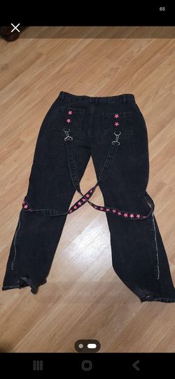 Black pants with pink stars size s/m