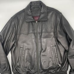 Vintage Roundtree and Yorke Lambskin Leather Bomber Jacket, Adult Large