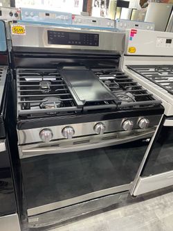Samsung gas stove 5 burners in stainless steel with air fry