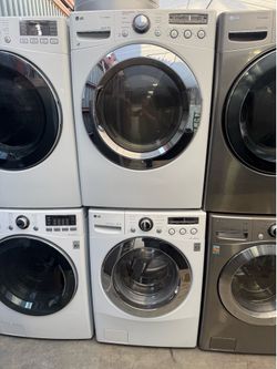 LG white frontload washer and gas dryer set