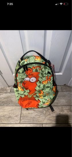 Sprayground x NBA YoungBoy “Diablo Bear” / Gummy Bear money-print backpack.