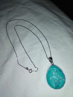 Natural turquoise pendant & 925 chain