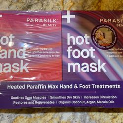 BRAND NEW / Parasilk Beauty - Hot Hand Mask / Hot Foot Mask Duo (Heated Paraffin Wax Hand & Foot Treatments - 4 uses in every pair) RETAILS $60