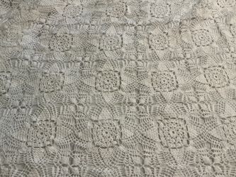 White lace tablecloth handmade 68” x 84” approx