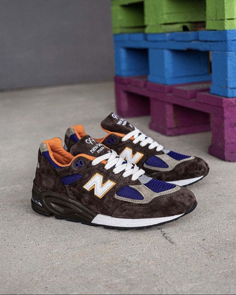 NEW - New Balance Teddy Santis 990v2 Made in USA in Brown / Purple / Orange - Men's size 7.5 US / Women's size 9 US / UK 7