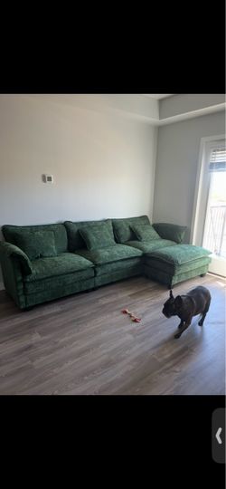 Green Couch with Ottoman