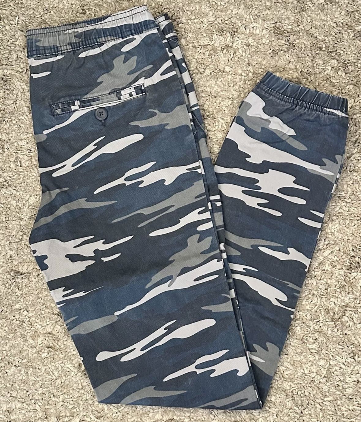 Route 66 Kmart Men’s Size S Blue Camo Elastic Waist/Hem Drawstring Jogger Pants