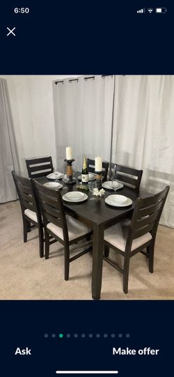 Ashley Furniture Modern Rustic Dining Table & 6 Chairs