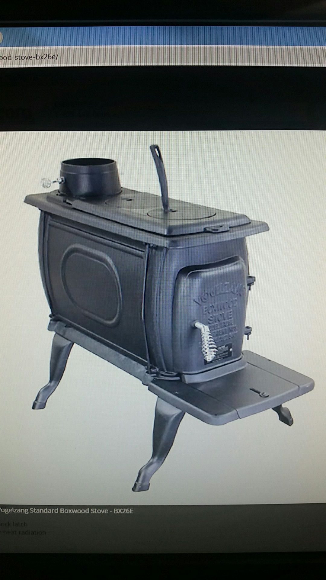 Vogelzang BX26E Wood Burning Stove, Pipe, and Cap