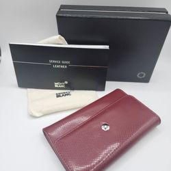 Montblanc Burgundy Snakeskin Print Leather 6-Ring Key Holder Case w/ Box & Papers