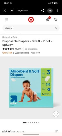 NEW Disposable Diapers - Size 3 - 216ct - up&up™
