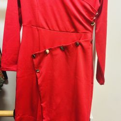 Stunning Red Dress-Gold Detail