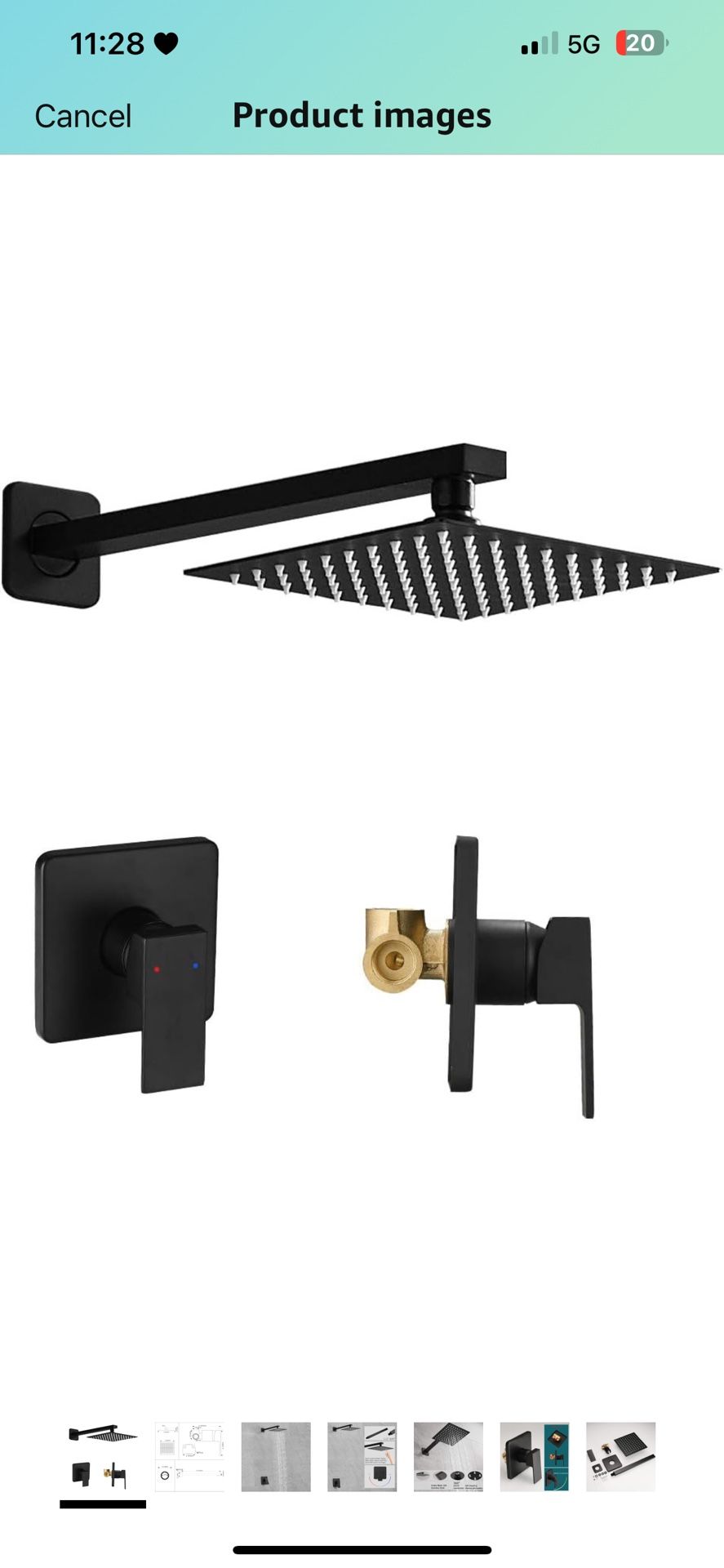 Matte Black Shower Faucet Set, Single Function Shower Trim Kit with Rough-in