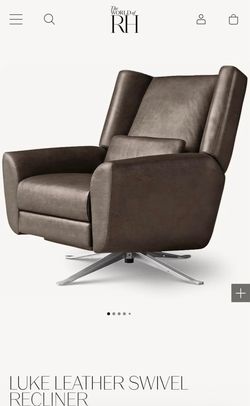 RH RESTORATION HARDWARE LUKE LEATHER SWIVEL RECLINER: Retail $9585