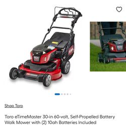 Toro eTimeMaster 30-in 60-volt, Self Propelled Walk Behind