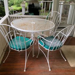 Vintage Wrought Iron Table And Chairs Heavy Duty 