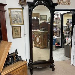 Victorian Walnut Pier Mirror, Hand carved and Ornate, Newly Refinished