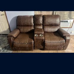 Brown sofas