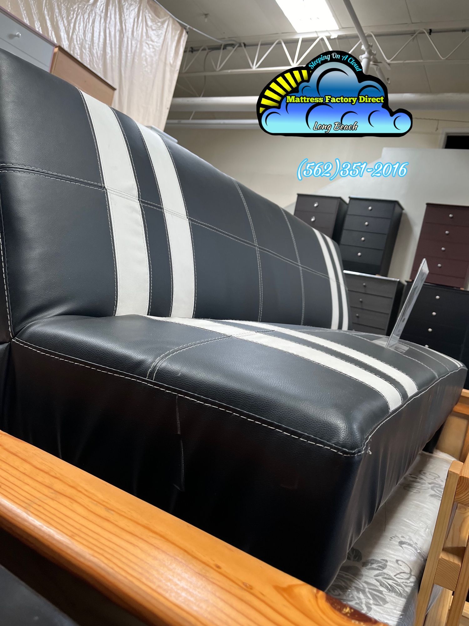 Black With White Stripes Futon Couch Nuevo