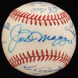 Signed baseball with some of the greats including Joe DiMaggio, Mickey Mantle, Ted Williams, and more!