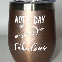 TUMBLER WITH LID 12OZ ROSE GOLD
