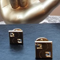 $25.00 - Vtg Pierre Cardin Logo CuffLinks - Polished Gold Tone/Like New Condition/Lowest Price!