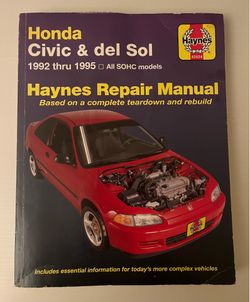 Haynes Repair Manual Honda Civic & del Sol 1(contact info removed) SOHC #42024