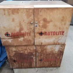 Vintage antique Autolite Shop Tune Up Cabinets Man Cave Hot Rod Rat Rod