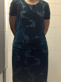 Dark Green velvet Christmas maxi dress Size 8