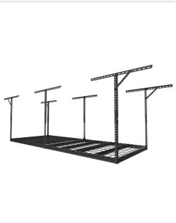 NEW IN BOX Shop FLEXIMOUNTS Max Series 36 in. W x 96 in. D x 24 - 40 in. H Black Heavy Duty Ceiling Mounted Overhead Garage Storage Rack